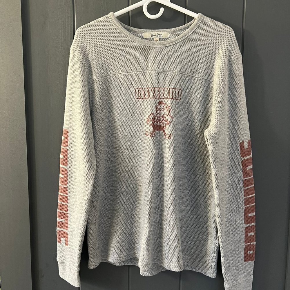 Men's Junk Food Heathered Gray Cleveland Browns Heavyweight Thermal Long Sleeve
